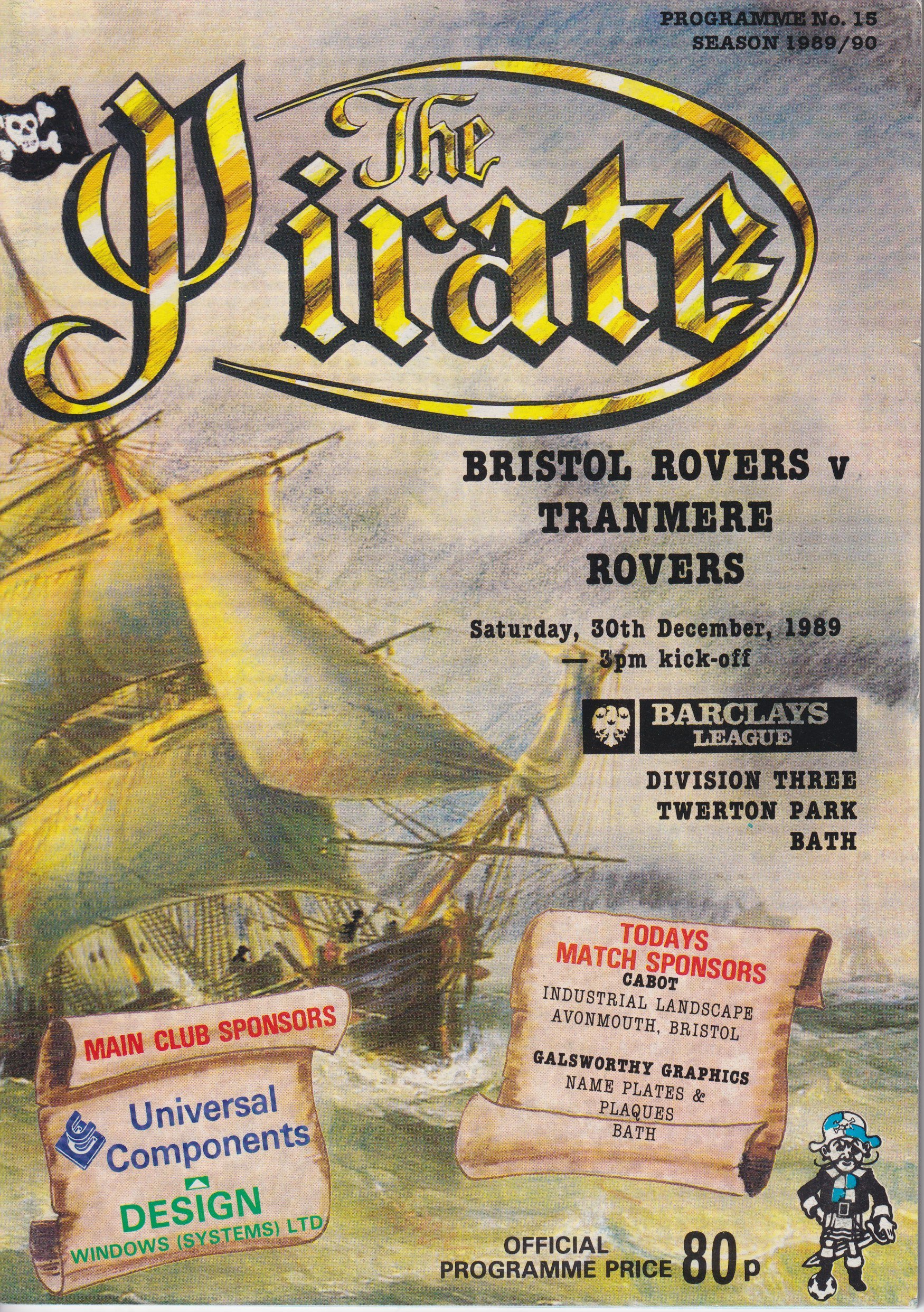 Bristol Rovers v Tranmere Rovers match programme